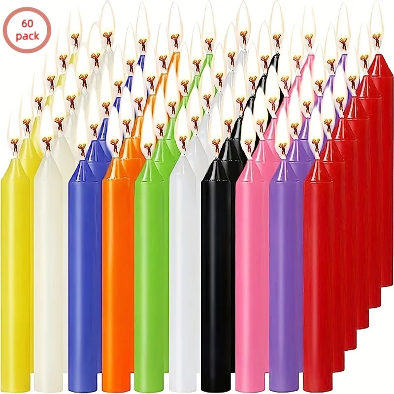 100/60pcs Unscented Assorted Colors Mini Taper Candle, Great For Casting Chimes, Rituals, Spells, Wax Play & More,ChristmasDecor
