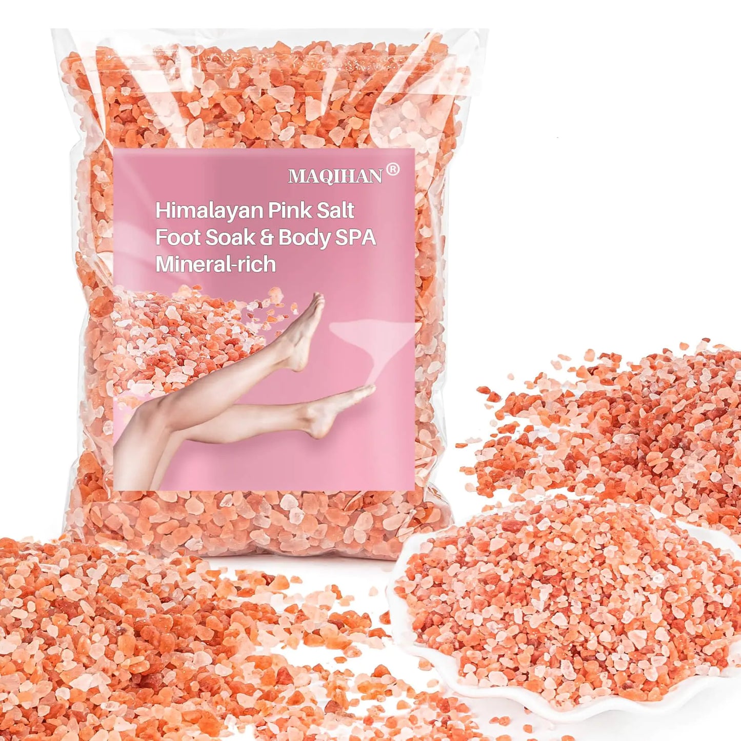 MAQIHAN Pink Salt - 14.5 Oz Pink Himalayan Bath Salt Foot Soak Salts Foot Spa Salt Body Care For All Skin Types Mineral Soak Bath Salt Himalayan Bath Salts For Soaking